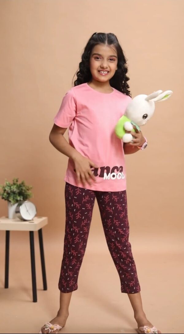 GIRLS 7 STAR PAYJAMA SET Baby Pink - Godzee