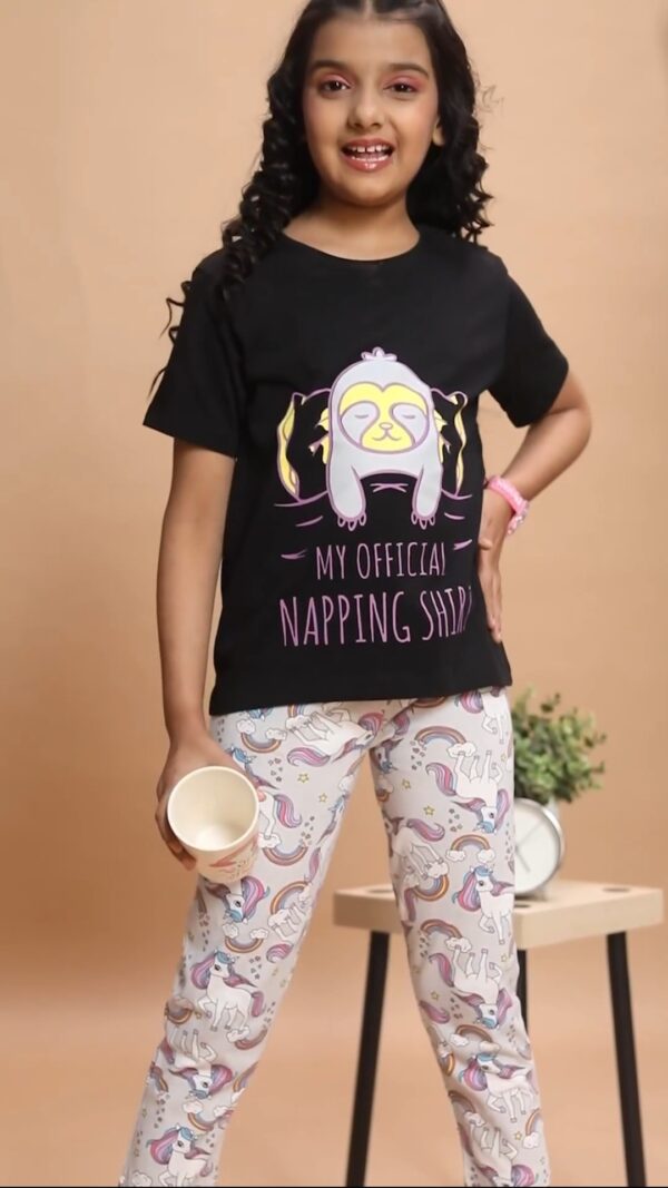 GIRLS 7 STAR PAYJAMA SET Black - Godzee