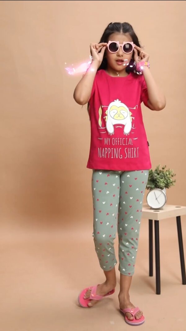 GIRLS 7 STAR PAYJAMA SET Pink - Godzee