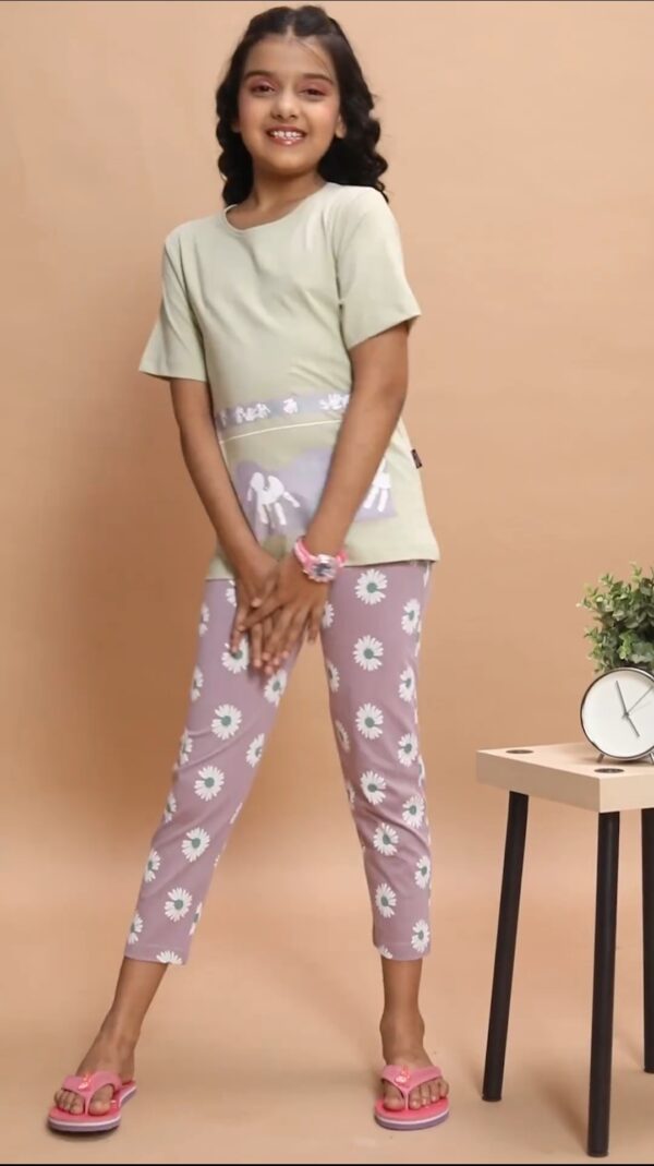 GIRLS 7 STAR PAYJAMA SET Green - Godzee