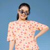 GIRLS PRINTED TOP Peach-Godzee Garments
