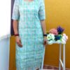 Kurtis Organza Linen Cotton Mixed Top Straight Cut - Godzee