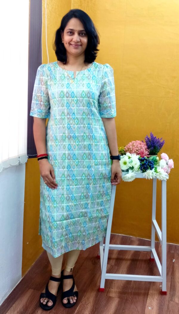 Kurtis Organza Linen Cotton Mixed Top Straight Cut - Godzee