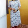 Kurtis Organza Linen Cotton Mixed Top Straight Cut - Godzee