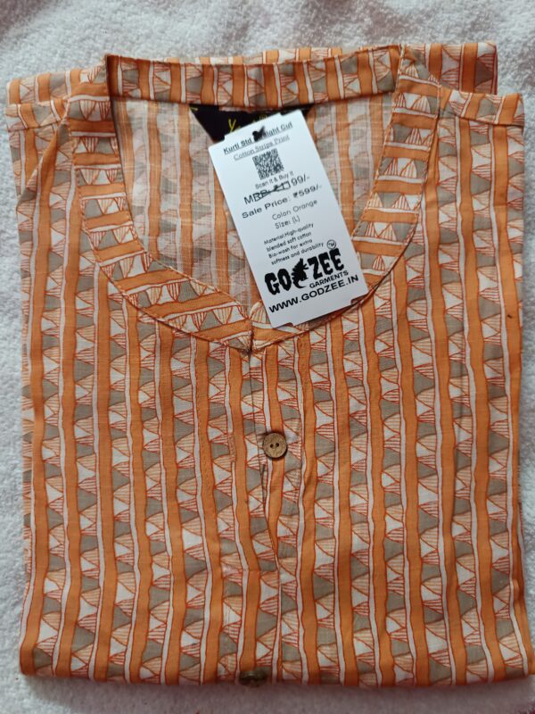 Kurti Standard Stripes Print - Straight Cut Collar Neck-Godzee